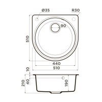 OMOIKIRI Akegata 4993752 Мойка для кухни 51*51 см (ваниль)