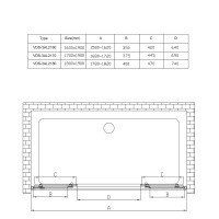 Vincea Alpha VDS-3AL2170CL Душевая дверь 1700*1900 мм (профиль хром | витраж прозрачное стекло)