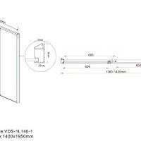 Vincea Lugano VDS-1L140CLB-1 Душевая дверь 1400*1950 мм (профиль чёрный матовый | витраж прозрачное стекло)