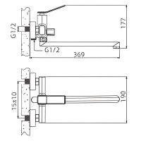 BELZ B618 B22618 Смеситель для ванны с длинным изливом (хром)