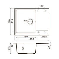 OMOIKIRI Daisen 4993678 Мойка для кухни с крылом 65*51 см (ваниль)