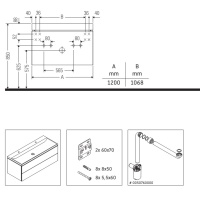 Duravit Vitrium VT6954OHBHB0000 Тумба с двойной раковиной подвесная 120*48 см (синий матовый)