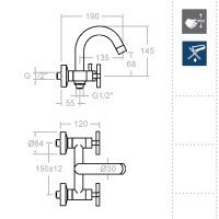 Ramon Soler RS-CROSS 6205S Смеситель для ванны (хром)