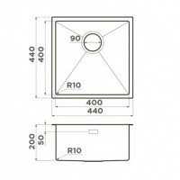 OMOIKIRI TAKI 4973521 Мойка для кухни 44*44 см (вороненая сталь)