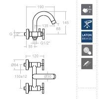 Ramon Soler RS-CROSS 6205MO Смеситель для ванны (хром)