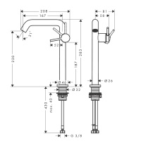 Hansgrohe Tecturis S CoolStart EcoSmart+ 73372140 Высокий смеситель для раковины (бронза шлифованная)