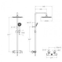 Ramon Soler BLAUTHERM 944801RP300 Душевая система - комплект с термостатическим смесителем (хром)