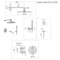 Giulini Futuro F6513-3-25ХBO Душевая система с функцией наполнения ванны - комплект со смесителем (белый матовый)