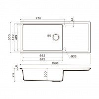 OMOIKIRI Sintesi 116-GR 4997124 Мойка для кухни 116*50 см (Leningrad grey)