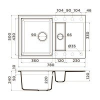 OMOIKIRI Sakaime 4993198 Мойка для кухни двойная 78*50 см (темный шоколад)