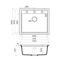 OMOIKIRI Sintesi 4997144 Мойка для кухни 57*50 см (leningrad grey)