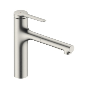 Hansgrohe Zesis M33 74823800 Смеситель для кухни с вытяжным изливом (нержавеющая сталь шлифованная)