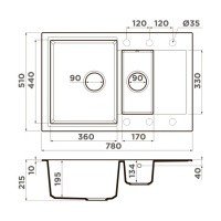 OMOIKIRI Daisen 4993328 Мойка для кухни двойная 78*51 см (ваниль)