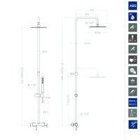 Ramon Soler BLAUTHERM 9374RM250 Душевая система - комплект со смесителем (хром)