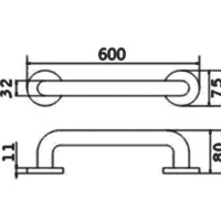 Dikalan 7W041-60(МАТ) Поручень для ванной комнаты 600 мм (хром матовый)