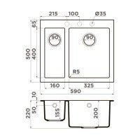 OMOIKIRI Bosen 4993224 Мойка для кухни двойная 59*50 см (платина)