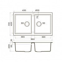 OMOIKIRI Tedori 86-2-WH 4993927 Мойка для кухни двойная 86*51 см (белый)