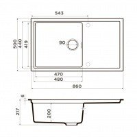 OMOIKIRI Sintesi 86-GB 4997130 Мойка для кухни 86*50 см (графит)