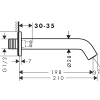 Hansgrohe Tecturis S 73411000 Излив для наполнения ванны 198 мм (хром)