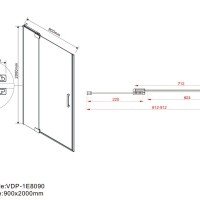 Vincea Extra VDP-1E8090CLGM Душевая дверь 800/900*2000 мм (профиль вороненая сталь | витраж прозрачное стекло)