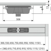 AlcaPlast Professional APZ1006-650 Душевой трап 650 мм - для цельной решётки и для основы под кладку плитки