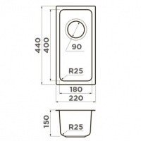 OMOIKIRI Tadzava 4993734 Мойка для кухни дополнительная 22*44 см (нержавеющая сталь)