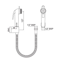 Jaquar ALE-BLC-593 Гигиенический душ - комплект с держателем и шлангом (чёрный)