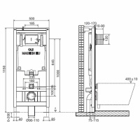 OLI 80 300573 - Система инсталляции для монтажа подвесного унитаза | пневматический смыв