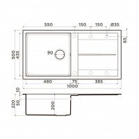 OMOIKIRI Sumi 100A-WH 4997108 Мойка для кухни 100*50 см (белый)