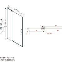 Vincea Extra VDP-1E1112CLGM Душевая дверь 1100/1200*2000 мм (профиль вороненая сталь | витраж прозрачное стекло)