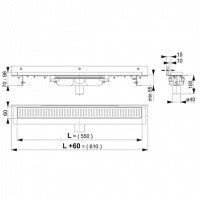 AlcaPlast Flexible Low APZ1104-550 Душевой трап 550 мм - для перфорированной решётки