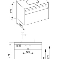 Keuco Stageline 32864970100 Тумба под раковину 80*49 см (вулканит)