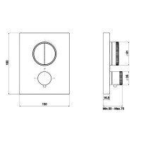 Almar Core Push Square E176682.AB Термостат для ванны на 2 потребителя | внешняя часть (чёрный хром шлифованный)