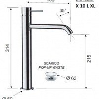 Remer X STYLE X10LXLNP Высокий смеситель для раковины (никель брашированный глянцевый)