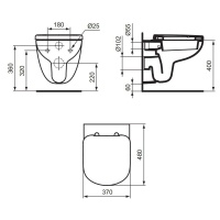 Ideal Standard Tempo T328801+T679901 Унитаз подвесной | комплект с сиденьем Soft Close (белый глянцевый)