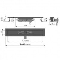 AlcaPlast Low  APZ101BLACK-550 Душевой трап 550 мм - для перфорированной решетки (чёрный матовый)