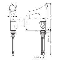 AXOR Starck V 12123310 Смеситель для раковины со стеклянным изливом (шлифованное красное золото)