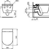 Ideal Standard Blend Curve T374901 Унитаз подвесной, безободковый (белый глянцевый)