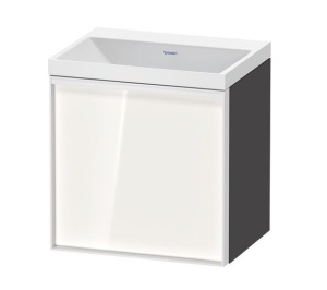 Duravit Vitrium c-bonded VT4088N2249000W Тумба с раковиной подвесная 45*35 см - петли слева (белый глянцевый | графит матовый)