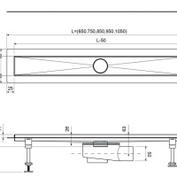 TIMO Drain System DS230107/03 Душевой лоток 700 мм - готовый комплект для монтажа с декоративной решёткой "lines" (чёрный матовый)