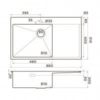 OMOIKIRI AKISAME 86 SIDE IN-L 4997045 Мойка для кухни 86*51 см (светлое золото)