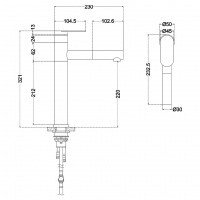 MELANA Stello F610303 Высокий смеситель для кухни с вытяжным изливом (сатинированная сталь)