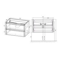 Vincea Vico VMC-2V800CN Тумба под раковину подвесная 790*466 мм (карбон)