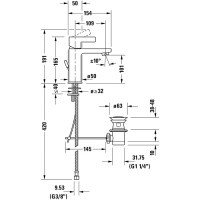 Duravit D-Neo DE1021001010 Смеситель для раковины (хром)