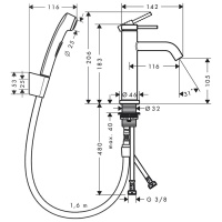 Hansgrohe Tecturis S 73211000 Смеситель для раковины с гигиеническим душем (хром)