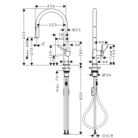 Hansgrohe Talis M54 72802000 Высокий смеситель для кухни с вытяжным изливом (хром)