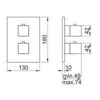 Almar Core Square E176823.CR Термостат для ванны на 3 потребителя | внешняя часть (хром)