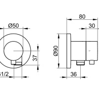 Keuco Ixmo 59557011101 Запорный вентиль с переключателем на 2 положения и подключением душевого шланга - внешняя часть (хром)