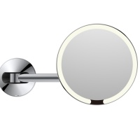 JAVA S-M8881 Зеркало косметическое настенное с увеличением и подсветкой (хром)