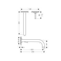 Axor Uno 38116340 Смеситель для раковины настенный (шлифованный черный хром)